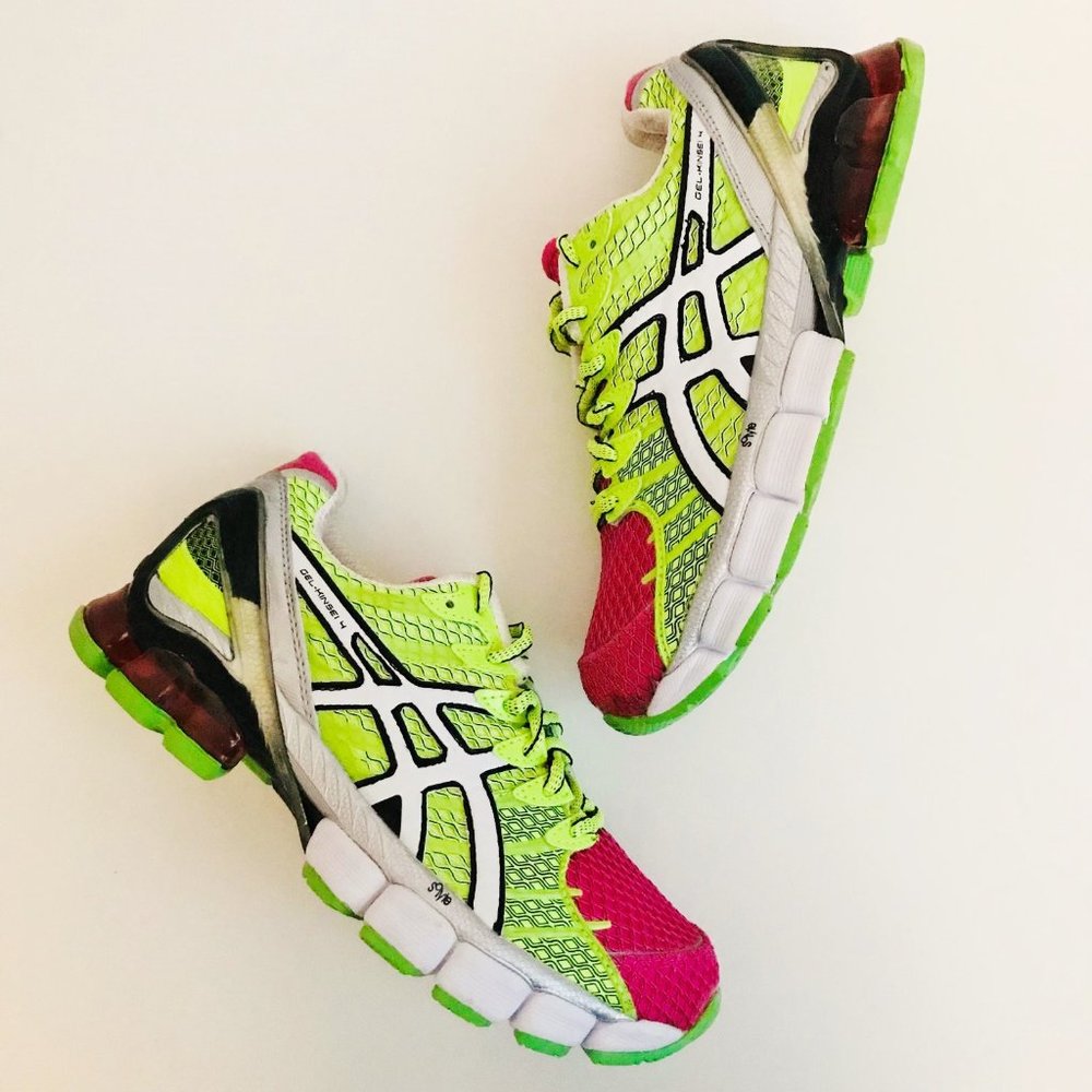 Asics Neon Lime and Pink Women's Athletic Running Shoes